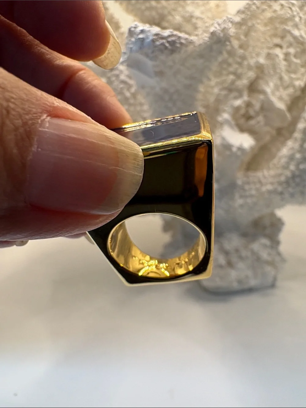 Trina Turk Gold Square Ring with Purple Inlay